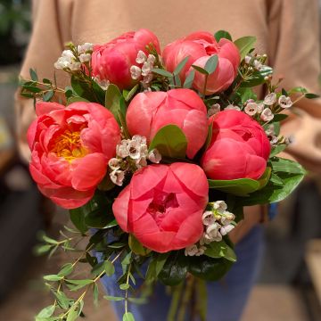 Coral Charm Peony Bouquet