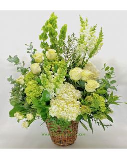 WHITE FLORAL DESIGN BASKET